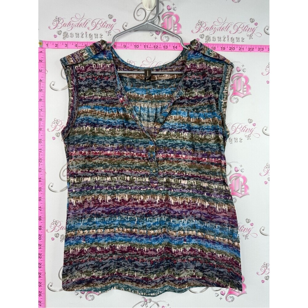 Denver Hayes Multicolor Striped Sleeveless V-Neck Top
